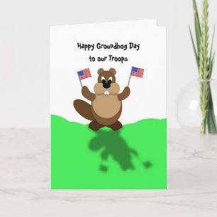 Groundhog Arms up Flag-to-Troops, Happy Groundh.. Kaart