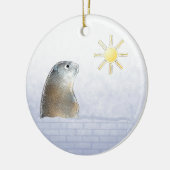 Groundhog, bevroren keramisch ornament (Links)