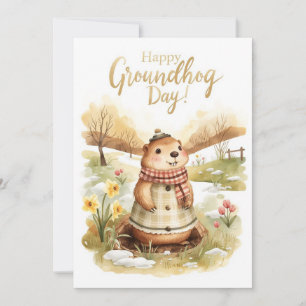 Groundhog dag waterverf feestdagenkaart