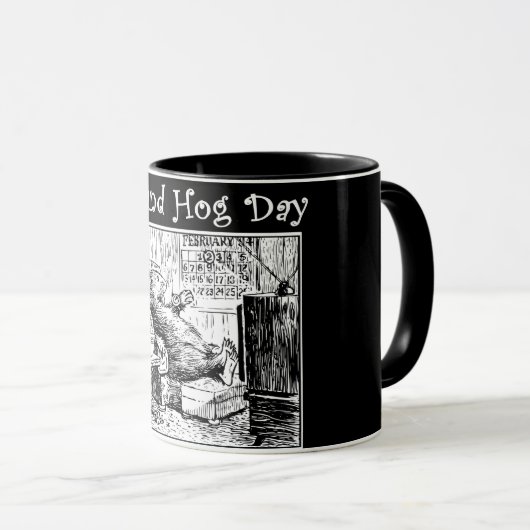 Groundhog-dag zwarte witte afbeelding Mok (Voorkant rechts)