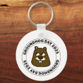 Groundhog Day 2025 met Groundhog gezicht Sleutelhanger (Voorkant)