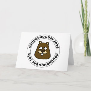 Groundhog Day 2026 met Groundhog gezicht Kaart