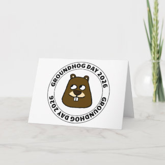 Groundhog Day 2026 met Groundhog gezichtskaart Kaart