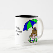 Groundhog Day | Beach Umbrella Tweekleurige Koffiemok (Voorkant rechts)