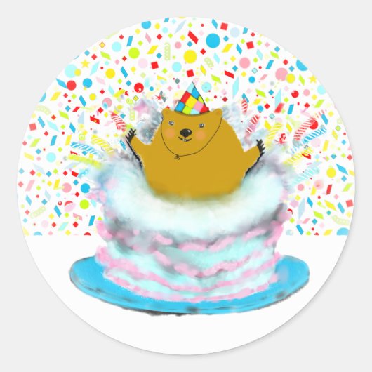Groundhog Day Birthday Ronde Sticker (Voorkant)
