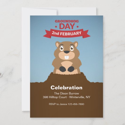 Groundhog Day Celebration Invitation Kaart (Voorkant)