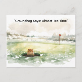 Groundhog Day Golfer Winter Golf Holiday Feestdagenkaart
