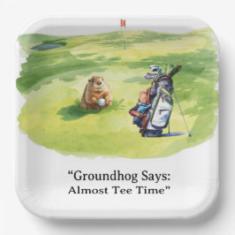 Groundhog Day Golfer Winter Golf Holiday Papieren Bordje