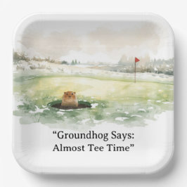 Groundhog Day Golfer Winter Golf Holiday Papieren Bordje