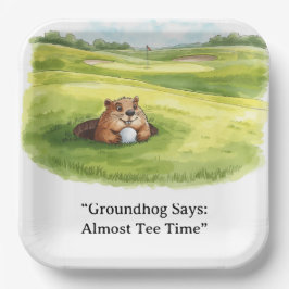 Groundhog Day Golfer Winter Golf Holiday Papieren Bordje