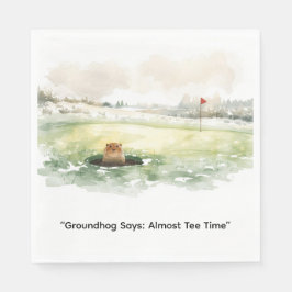 Groundhog Day Golfer Winter Golf Holiday Servet