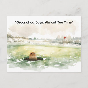 Groundhog Day Golfer Winter Golf Vakantie Feestdagenkaart
