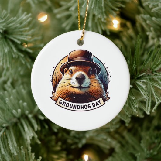 Groundhog Day, Groundhog Keramisch Ornament (Boom)