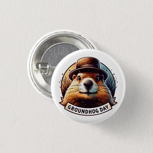 Groundhog Day, Groundhog Ronde Button 3,2 Cm (Voorkant /achterkant)