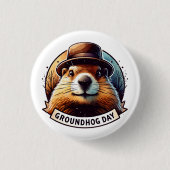 Groundhog Day, Groundhog Ronde Button 3,2 Cm (Voorkant)