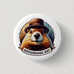 Groundhog Day, Groundhog Ronde Button 3,2 Cm