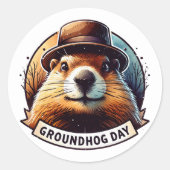Groundhog Day, Groundhog Ronde Sticker (Voorkant)