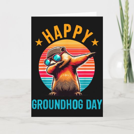 Groundhog Day Happy Dabbing Ground Hog Kids Funny  Kaart (Voorkant)