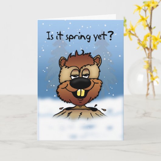 Groundhog Day Kaart - Is het al voorjaar? (Gele Bloem)