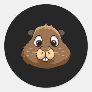 Groundhog Day Knaagdier Head Face Kostuum Schattig Ronde Sticker