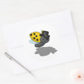 Groundhog Day Ladybug Ronde Sticker (Envelop)