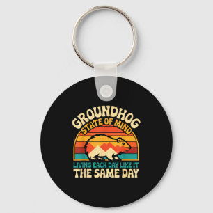 Groundhog Day Retro Zonsondergang Sarcastisch Grap Sleutelhanger