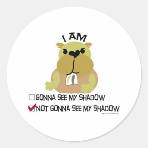 Groundhog day stem geen schaduw ronde sticker
