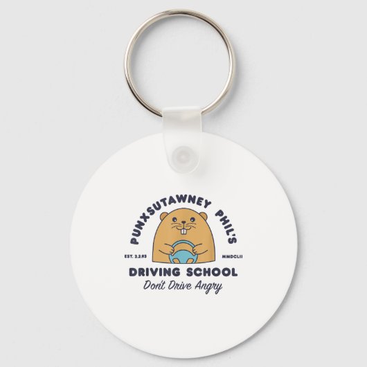 Groundhog Driving School Funny Men Women Retro Rod Sleutelhanger (Voorkant)