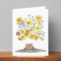 Groundhog en Buttercups Schattigee Waterverf Blank