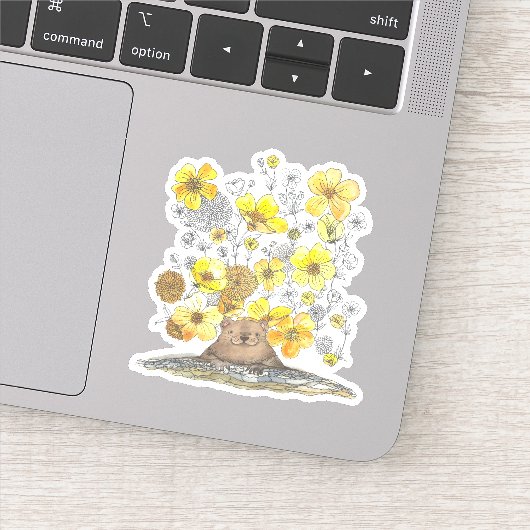 Groundhog en Gele Bloemen Sticker (Detail)