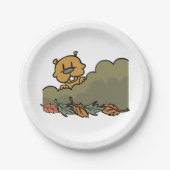 Groundhog gluren door de Struiken van de herfst Papieren Bordje (Voorkant)