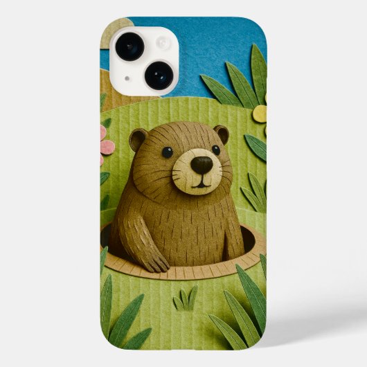 Groundhog in zijn hol, kartonnen stijl kunst Case-Mate iPhone case (Achterkant)