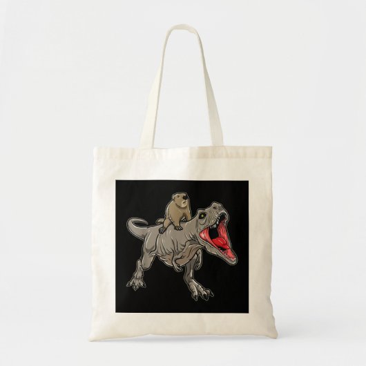 Groundhog Riding T-Rex Dinosaur - Ground Hog Day C Tote Bag (Voorkant)