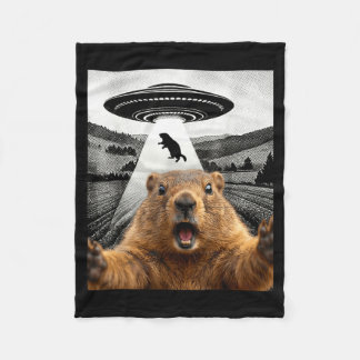Groundhog Selfie Met Alien Ufo Humor Mannen Vrouwe Fleece Deken