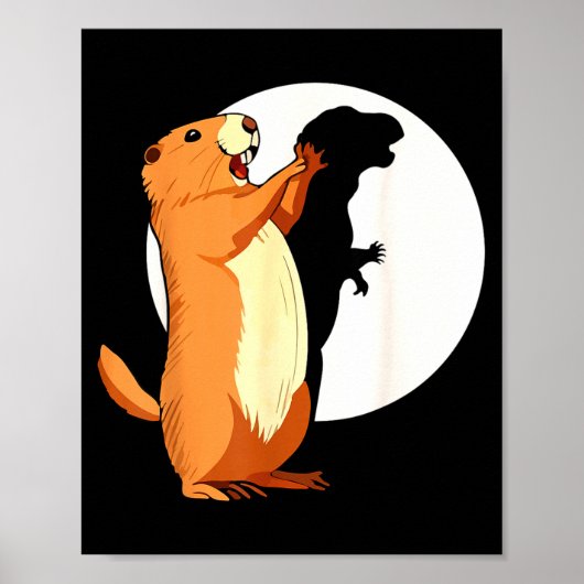 Groundhog Shadow Dinosaur Funny Puppet Happy Groun Poster (Voorkant)