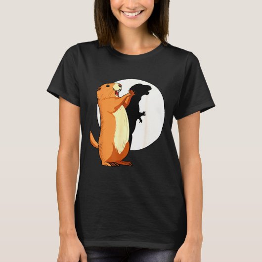 Groundhog Shadow Dinosaur Funny Puppet Happy Groun T-shirt (Voorkant)