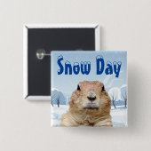 Groundhog Snow Day Vierkante Button 5,1 Cm (Voorkant /achterkant)