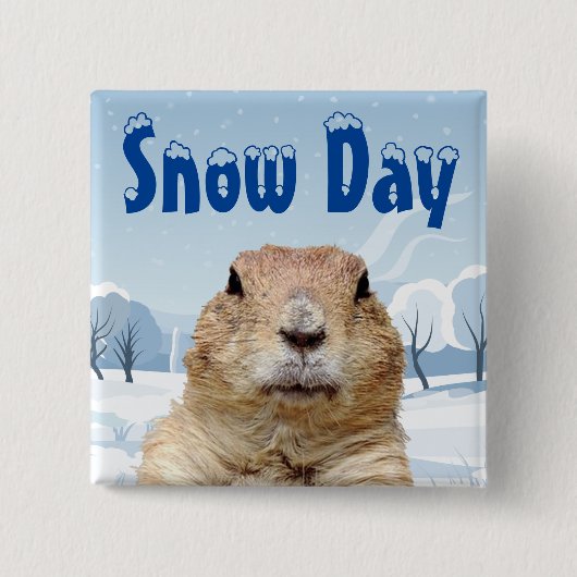 Groundhog Snow Day Vierkante Button 5,1 Cm (Voorkant)