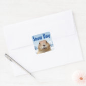 Groundhog Snow Day Vierkante Sticker (Envelop)