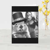 Groundhog Taking Selfie With Bigfoot Funny Groundh Kaart (Gele Bloem)