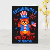 Groundhogs 4 juli viering Patriotisch Ameri Kaart (Gele Bloem)