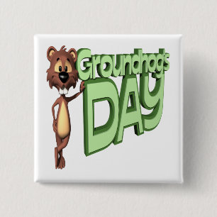 Groundhogs-dag Vierkante Button 5,1 Cm