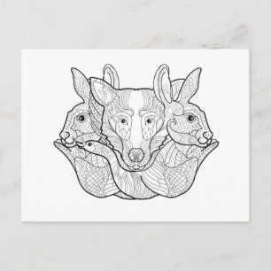 Group Animal Doodle Briefkaart