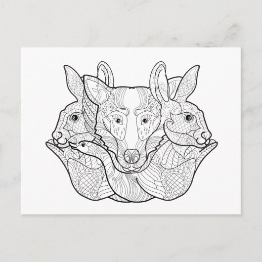 Group Animal Doodle Briefkaart (Voorkant)