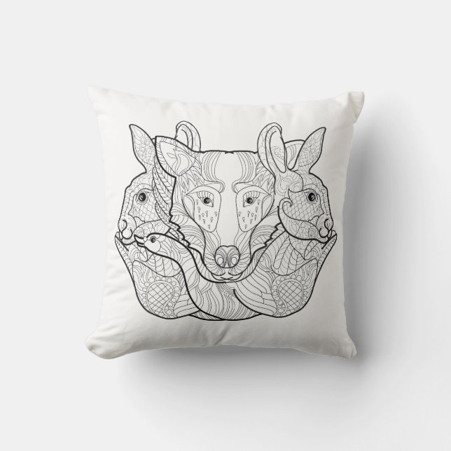 Group Animal Doodle Kussen (Voorkant)