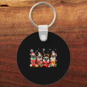 Group Santa Reindeer Pugs In Coffee C Christmas  Sleutelhanger (Voorkant)