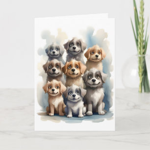 Groupe de chiens heureux Portrait Carte de vœux vi