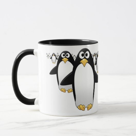 Groupe de Penquins sur une tasse de café (Gauche)
