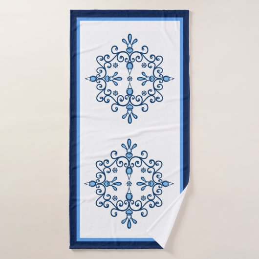 Groupe de quatre oiseaux ou inséparables bleus (Serviette de bain)