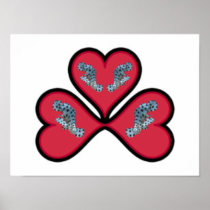 Grouper Twins - 3 Rode Harten Met Zwartrand Poster